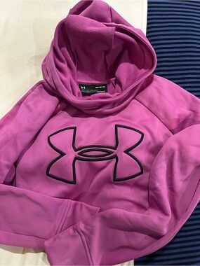 Under Armour Hot Pink Pullover Hoodie with Black Logo